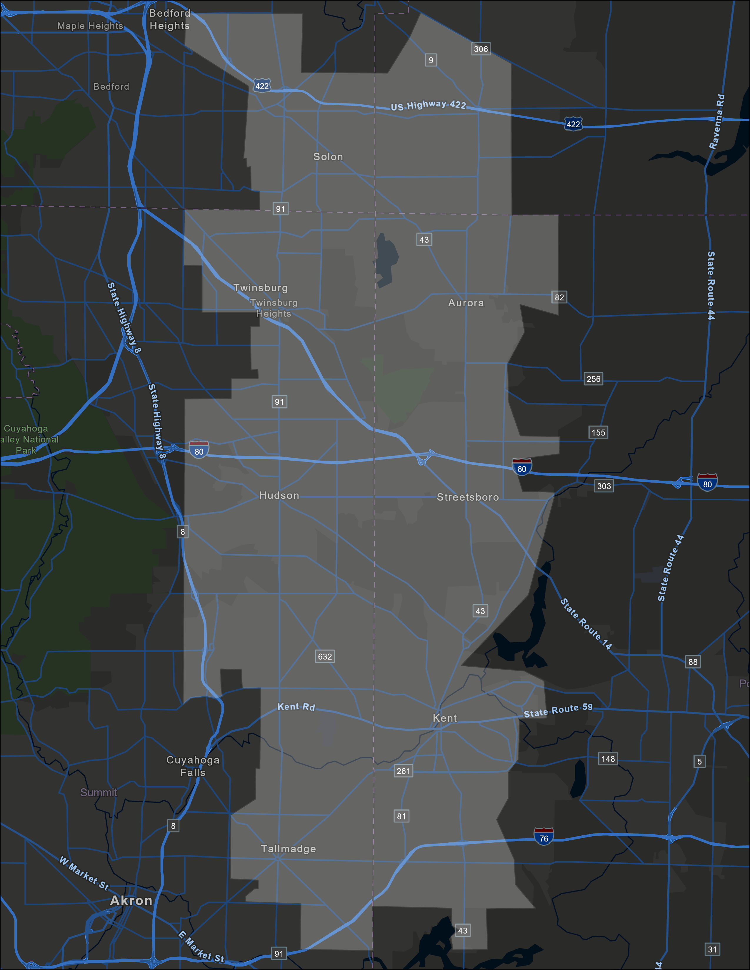 NE Ohio Map